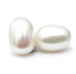 White 5-6mm Half Drilled Drop Pair